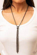 Load image into Gallery viewer, Metallic MESH-Up - Gunmetal Mesh Chain Tassel Necklace
