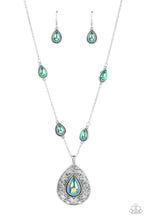 Load image into Gallery viewer, Magical Masquerade - Green Iridescent Teardrop Necklace
