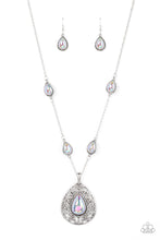 Load image into Gallery viewer, Magical Masquerade - Silver Iridescent Teardrop Necklace
