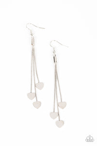 Higher Love - Silver Tassel Heart Earrings