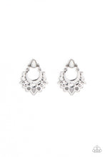 Load image into Gallery viewer, Earthy Zeal - White &amp; Silver Scalloped Post Back Earrings
