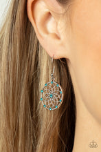 Load image into Gallery viewer, Springtime Salutations - Blue Dream Catcher Style Blue Earrings
