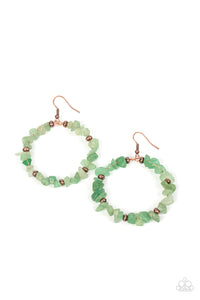 Mineral Mantra - Green Jade Stone Hoop Earrings