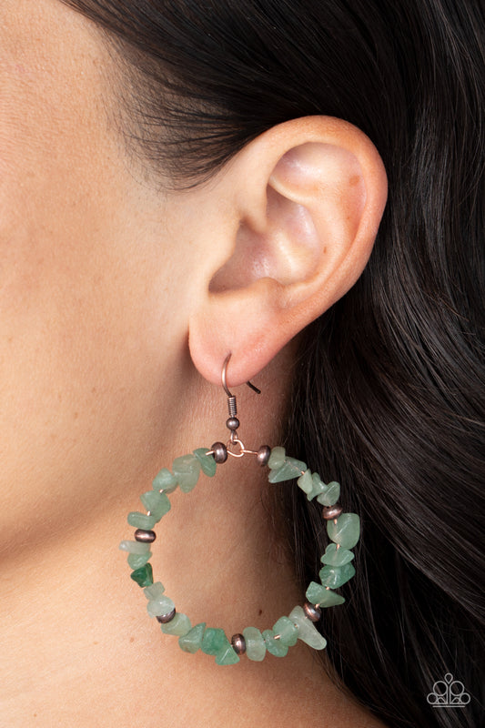 Mineral Mantra - Green Jade Stone Hoop Earrings