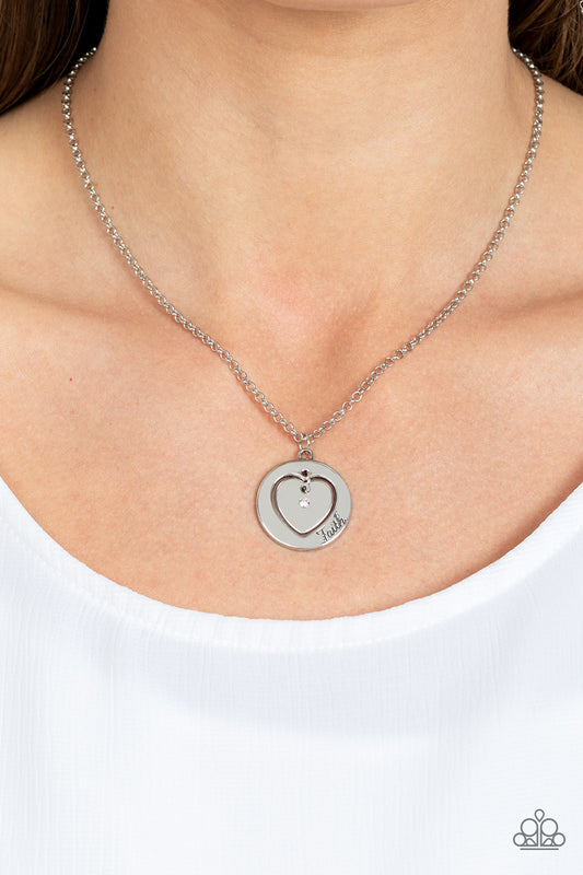 Heart Full of Faith - Silver Heart Faith Pendant Necklace