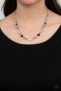 Irresistible HEIR-idescence - Pink and Iridescent Rhinestone Necklace