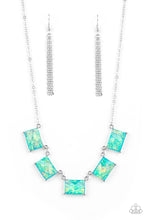 Load image into Gallery viewer, Opalescent Oblivion - Blue Shimmer Emerald-cut Necklace
