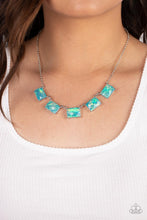 Load image into Gallery viewer, Opalescent Oblivion - Blue Shimmer Emerald-cut Necklace
