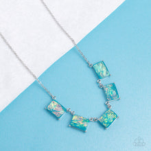 Load image into Gallery viewer, Opalescent Oblivion - Blue Shimmer Emerald-cut Necklace
