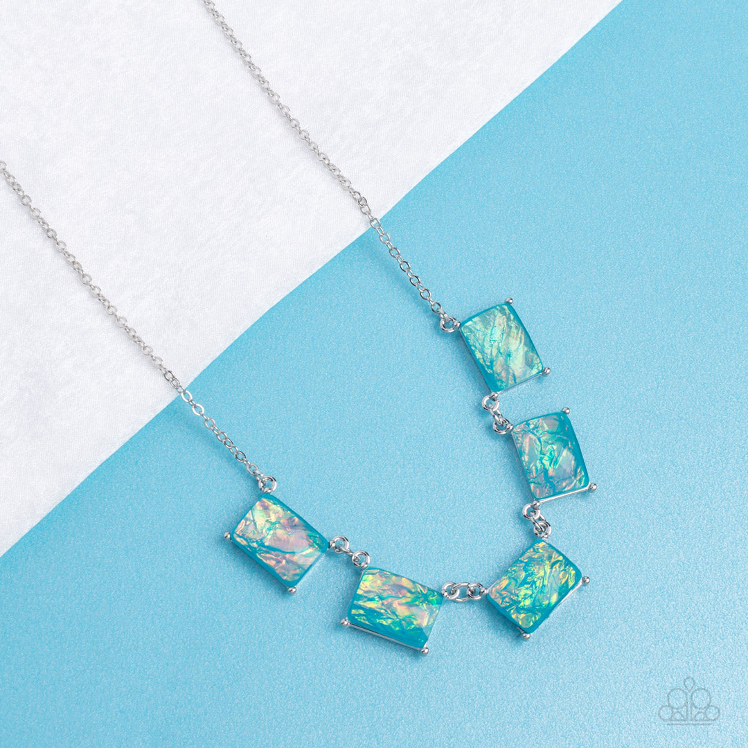 Opalescent Oblivion - Blue Shimmer Emerald-cut Necklace