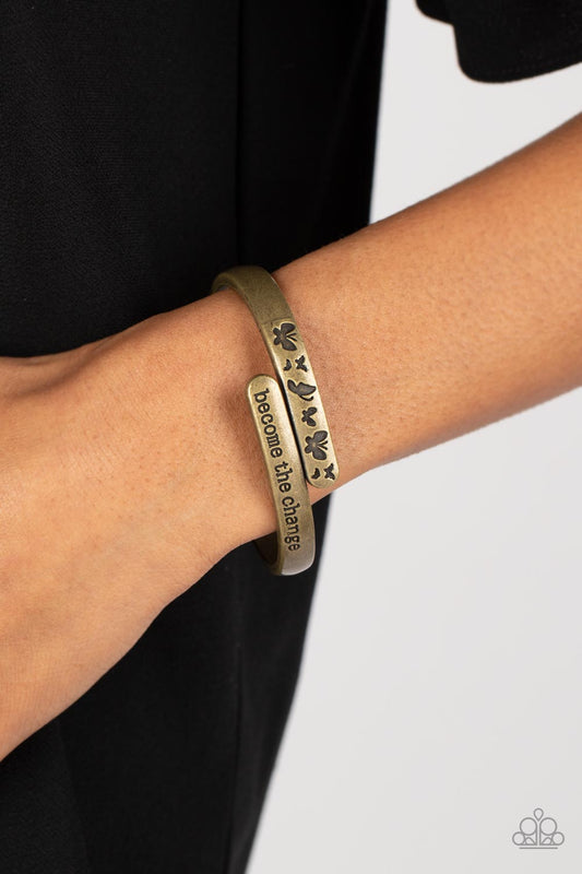 WINGS of Change - Brass Inspirational Hinge Bracelet