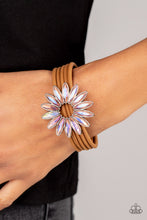 Load image into Gallery viewer, Astral Adventure - Yellow or Orange Rhinestone &amp; Leather Bracelet
