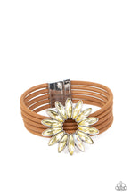 Load image into Gallery viewer, Astral Adventure - Yellow or Orange Rhinestone &amp; Leather Bracelet
