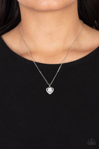 Effulgently Engaged - White Heart Pendant Necklace