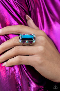 Radiant Rhinestones - Blue Emerald-Cut Ring