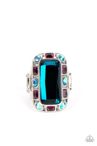 Radiant Rhinestones - Blue Emerald-Cut Ring