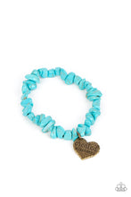 Load image into Gallery viewer, Stony-Hearted - Turquoise Stone Bead Bracelet with Brass Charm
