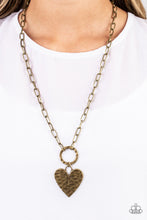 Load image into Gallery viewer, Brotherly Love - Brass Scripture Heart Charm Necklace
