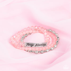 Pray Always - Pink Inspirational Stretch Bracelet