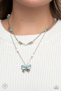 Free-Spirited Flutter - Blue Stone Butterfly Necklace