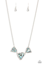 Load image into Gallery viewer, State of the HEART - Light Blue Rhinestone Triple-Heart Necklace
