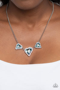 State of the HEART - Light Blue Rhinestone Triple-Heart Necklace