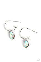 Load image into Gallery viewer, Teardrop Tassel - Iridescent Silver Hoop Earring
