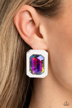 Load image into Gallery viewer, Edgy Emeralds - Oversized Emerald-cut Gem Post Back Earrings
