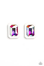 Load image into Gallery viewer, Edgy Emeralds - Oversized Emerald-cut Gem Post Back Earrings
