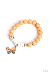 Bold Butterfly - Orange Stone Bead Bracelet