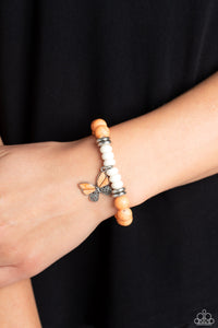 Bold Butterfly - Orange Stone Bead Bracelet