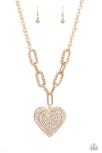 Load image into Gallery viewer, Roadside Romance - Gold Rhinestone Coated Heart Pendant Necklace
