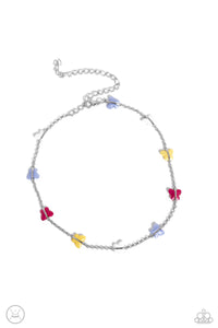 FLYING in Wait - Multi Colored Butterfly Choker Necklace