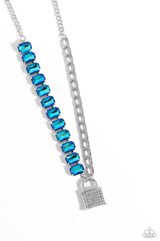 LOCK and Roll - Blue Lock Charm Necklace