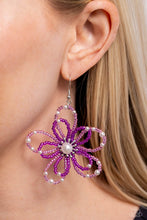 Load image into Gallery viewer, PEARL Crush - Purple Beaded Flower Earrings
