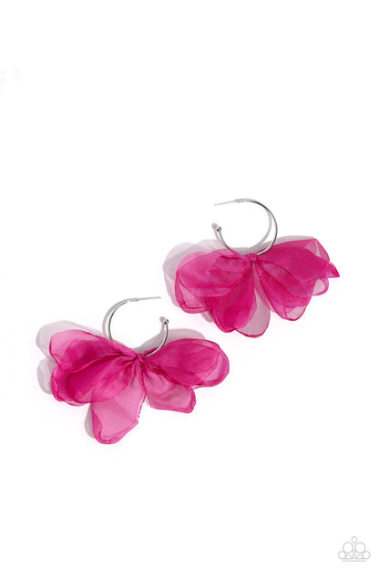 Chiffon Class - Pink Chiffon Bow Earrings