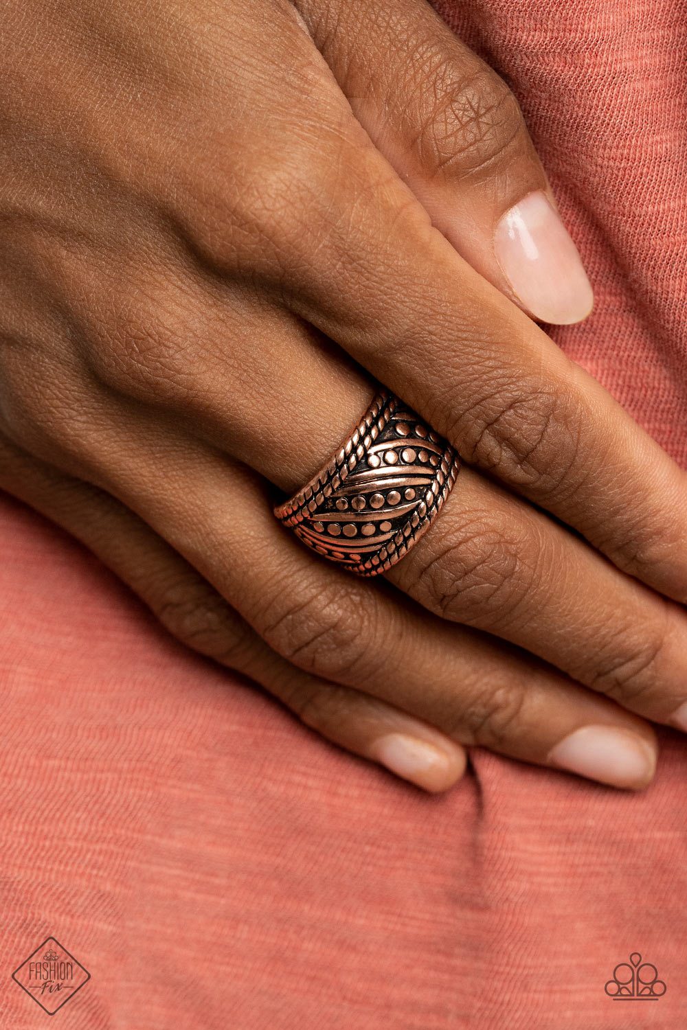 Slanted Shimmer Copper Ring