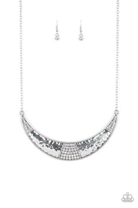 Stardust White Necklace - Silver Half-moon Bib Necklace